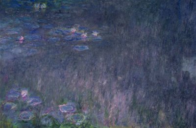 Nenúfares: Reflexos de Árvores, detalhe do lado esquerdo, 1915-26 de Claude Monet